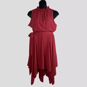 Eliza J  Dress 18W Midi 18 Bright Pink chiffon
asymmetric hem ruffle neck